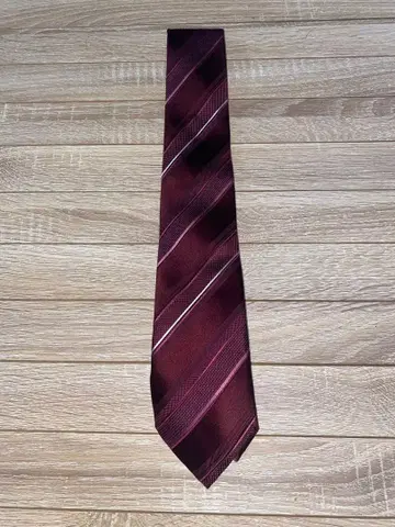 Paul Smith 버건디 스트라이프 넥타이 실크 100%