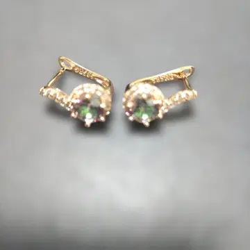 골드 링 귀걸이 라운드컷 스톤 14K 585 각인 RG