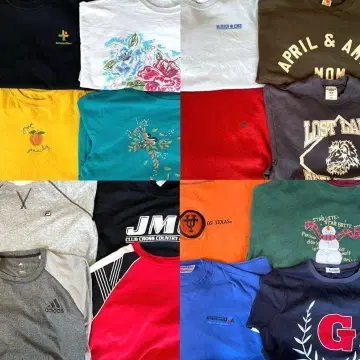 [ 도매 ] 빅 프린트 자수 맨투맨 롱 T 빅 사이즈 16장 구제 의류