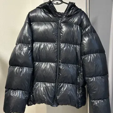 ZARA 100% 다운 페더 충전 다운 자켓 아우터 블랙 XL