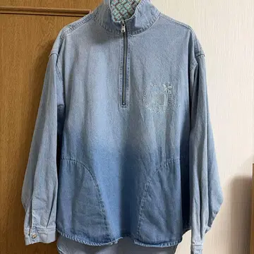 그라데이션 데님 하프 지퍼 자켓