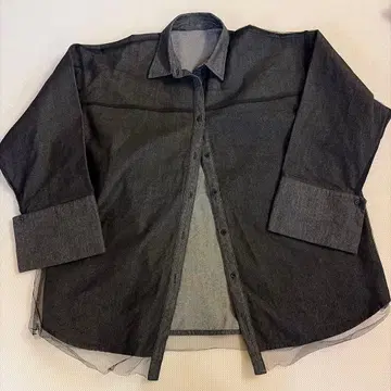 시어 데님풍 긴팔 셔츠 블랙 컬러