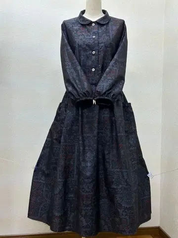 기모노 리메이크 오시마 명주 원피스 앞 버튼 L 사이즈