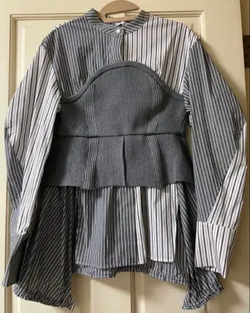 언리드 스트라이프 레이어드 셔츠 긴팔