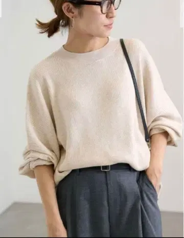 프레임워크 리브 코쿤 슬리브 니트 내추럴