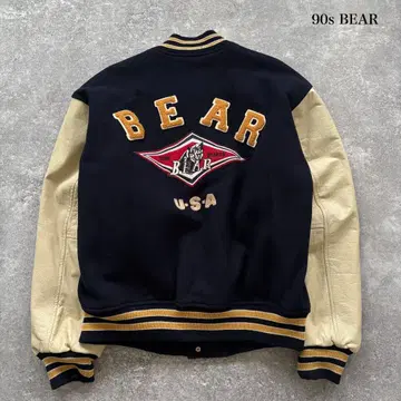 [ BEAR ] 베어 USA 바시티 자켓 스타디움 점퍼 소매 가죽 자수