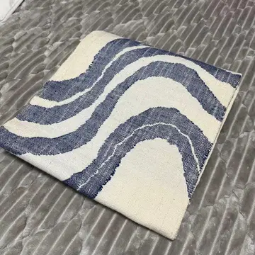 나고야 오비 파도 무늬 블루 화이트