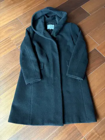 [ Untitled ] 후드 부착 블랙 롱 코트 프리미엄 라인 일본제