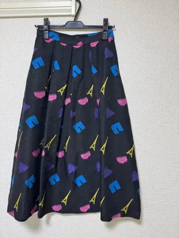 플레어 스커트 컬러풀 에펠탑 디자인