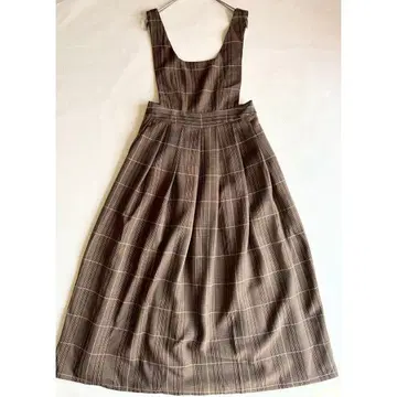 [새상품급] cham. 체크 원피스 브라운 참 점프스커트 클래시컬