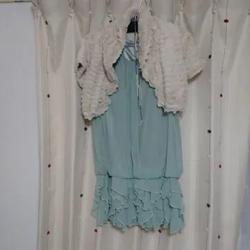 민트 그린 쉬폰 드레스 & 자켓