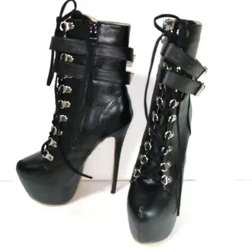 하이힐 통굽 플랫폼 사이드 지퍼 레이스업 부츠