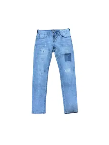 라이트 블루 데미지 데님 팬츠