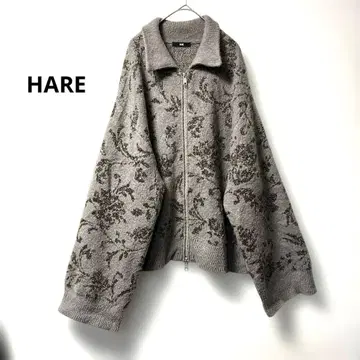 HARE 오버 사이즈 집업 라메 니트 가디건