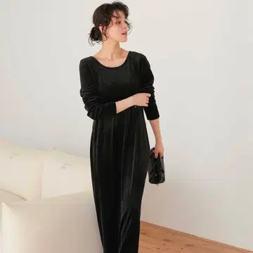 titivate 벨로아 롱 슬리브 원피스 S