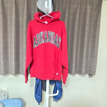 ARKANSAS 로고 빨간색 후드티