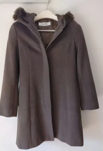 로트레 아몬 사이즈 2 퍼 롱 코트 브라운