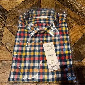 크로커다일 멀티 컬러 체크 무늬 긴팔 셔츠 LL