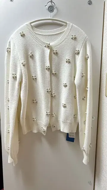 [ miele grande ] 비즈 장식 화이트 가디건