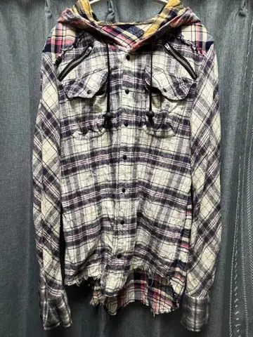 르그랑블루 LGB 후드 부착 체크 셔츠