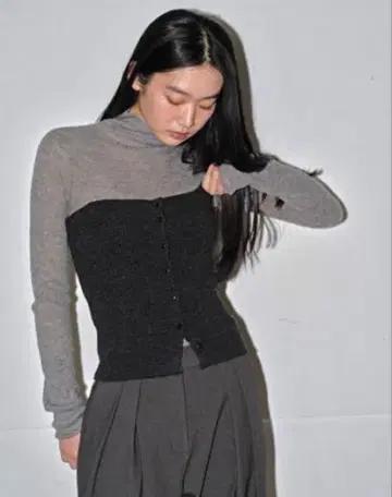 TODAYFUL Rib Knit Bustier 차콜 그레이