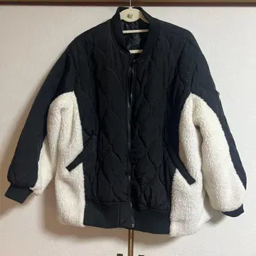 ABITOKYO 퀼팅 보아 자켓 블랙 화이트