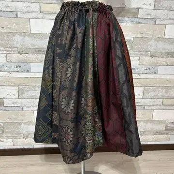 오시마 명주 패치워크 롱 스커트