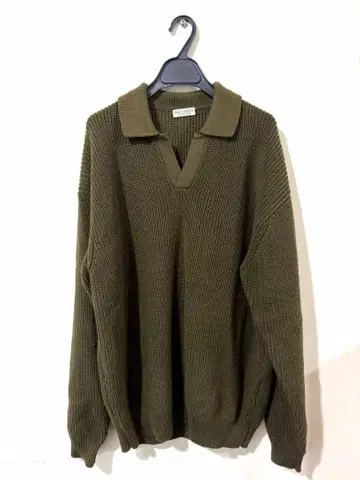 BEAUTY&YOUTH 코튼 아제 스키퍼 니트 카키