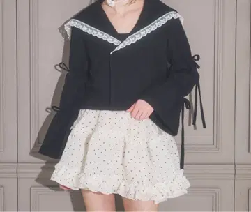 [ Lovilyn ] 레이스 세일러 카라 자켓 블랙