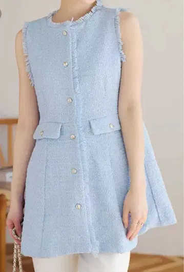 골드 버튼 썸머 트위드 페플럼 베스트