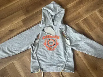 ANDERSSON BELL 컷 아웃 후드티 그레이