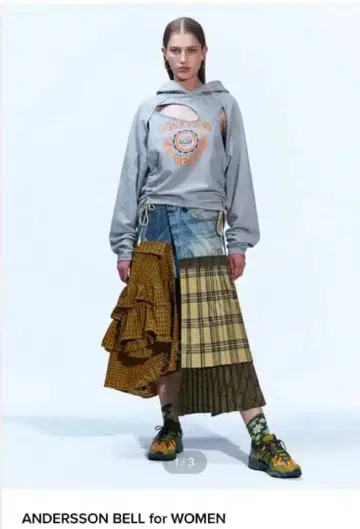 ANDERSSON BELL 컷 아웃 후드티 그레이