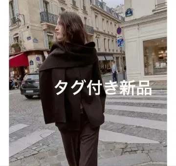 [정품] 자라 울 숏 스카프 코트 M 브라운