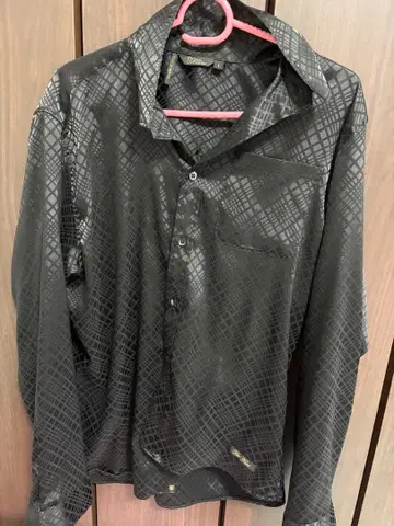 칼카니 블랙 체크 무늬 긴팔 셔츠 L