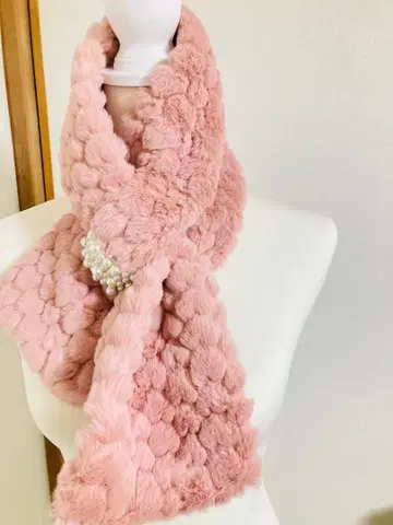 라이트 핑크 폴리에스테르 머플러 17cm x 88cm