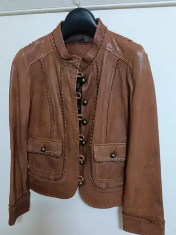 GRACE CONTINENTAL 라무 가죽 자켓 브라운