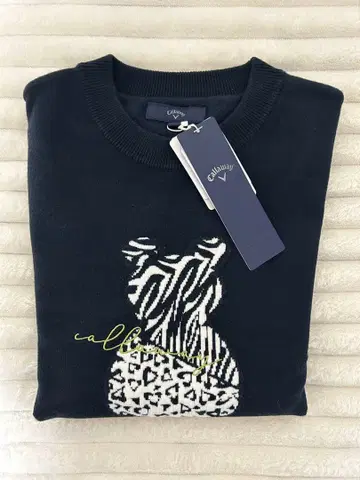 택 포함 새상품! 캘러웨이 베어 자카드 크루넥 스웨터 M