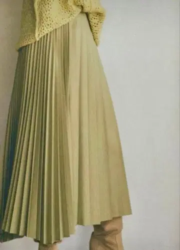 CLANE 믹스 플리츠 비대칭 스커트