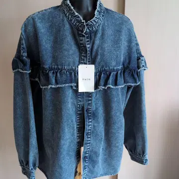 택 포함 새상품 Helm 데님 자켓 프릴 걸리시