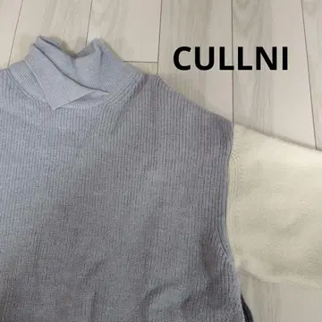 [] 더블 하이넥 슬릿 니트