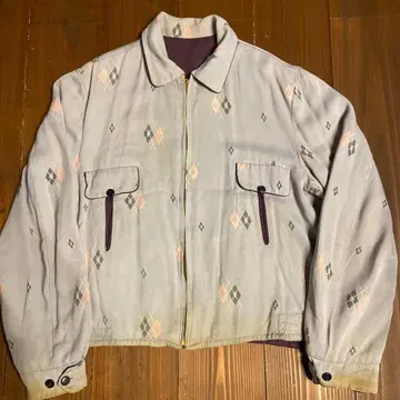 50s 아가일 다이아 개버딘 재킷 리버서블 네이비 로카빌리