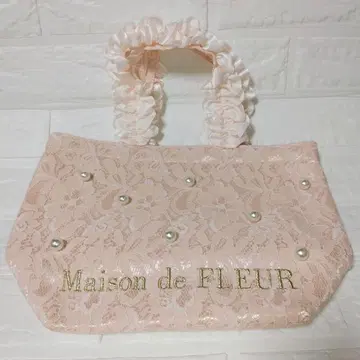 Maison de FLEUR 핑크 레이스 핸드백 미사용