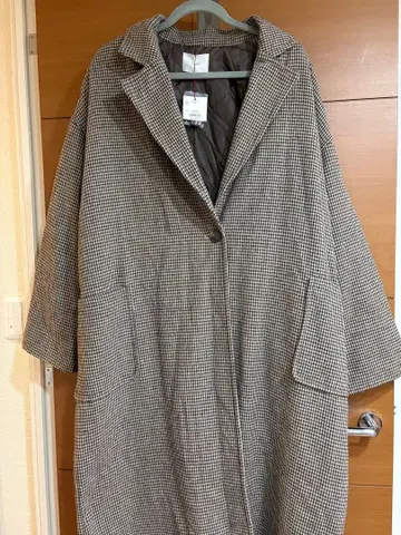 hinati 체크 무늬 롱 코트 S 사이즈