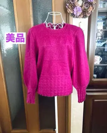 새상품급 엘레강트 스웨터 라즈베리/로즈 핑크/볼륨 소매