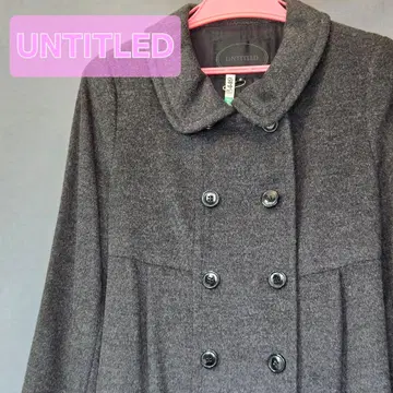UNTITLED 그레이 더블 버튼 롱 코트
