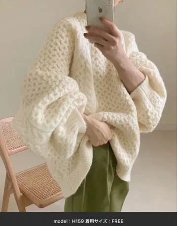 select moca by son 오버 사이즈 허니컴 니트 화이트