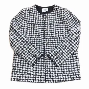 FOUNDATION 화이트 블랙 하운드투스 체크 패턴 긴팔 자켓 F