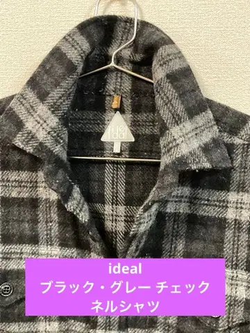 ideal 블랙 그레이 체크 플란넬 셔츠