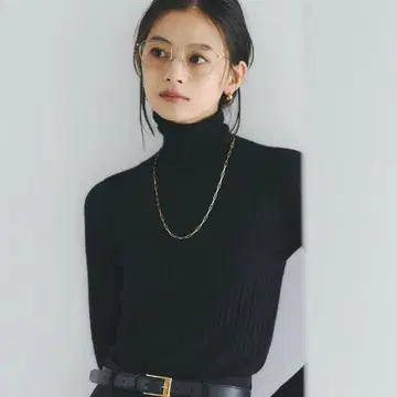 [ 완판템 ] anuans 캐시미어 100 시어 터틀넥 풀오버 블랙