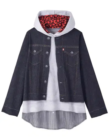 [ 미사용 새상품 ] 와코루 헬로키티 페이크 후드티 (파랑)